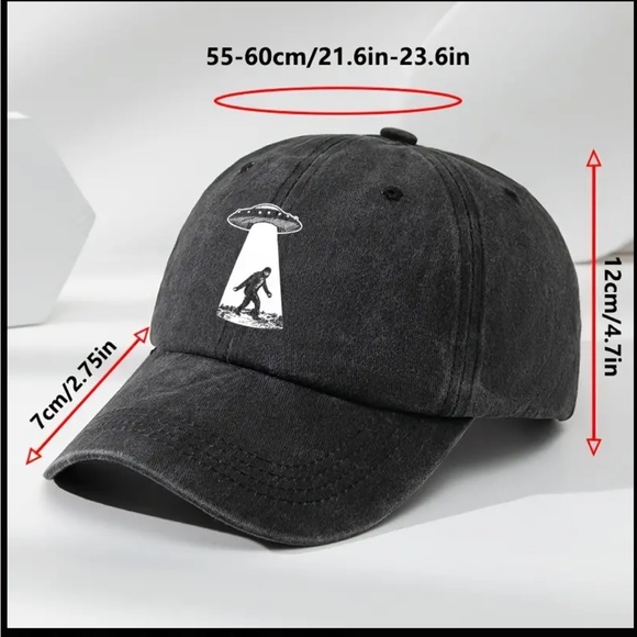 🆕 Distressed Vintage Washed Baseball Cap Bigfoot With UFO 🛸👽👣 - Picture 3 of 12